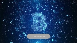 دانلود فوتیج لوگو آبی بیتکوین Blue Bitcoin Technology Logo