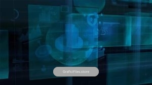 دانلود بک گراند موشن گرافیک اینفوگرافی Blue Holographic Cloud Of Infographics