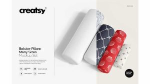 دانلود موکاپ بالشت گرد Bolster Pillow Many Sizes Mockup Set