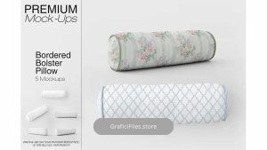 دانلود موکاپ بالش Bordered Bolster Pillow Mockup Pack