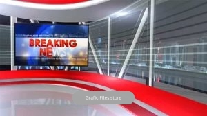 دانلود فوتیج استودیو مجازی خبر Breaking News Virtual Set 2