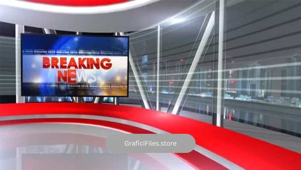 دانلود فوتیج استودیو مجازی خبر Breaking News Virtual Set 2