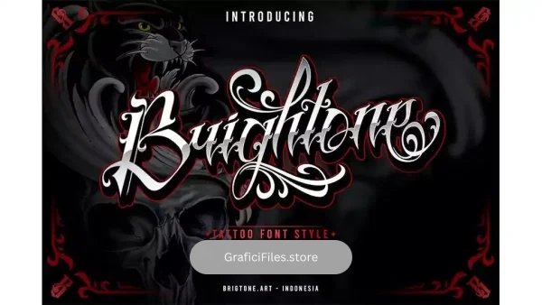 دانلود فونت انگلیسی تاتو Brigthone – Tattoo Lettering