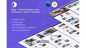 دانلود قالب لایه باز وبلاگ متریال Buggy – Material Blog PSD & Sketch Template
