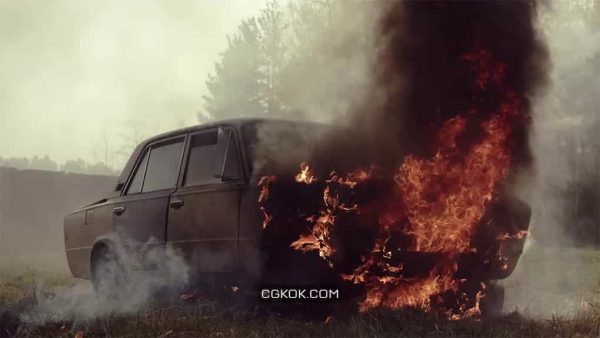 فوتیج آتش سوزی ماشین Burning Car Fire And Smoke