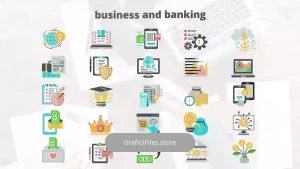 پروژه افترافکت آیکون متحرک تجارت و بانکداری Business And Banking – Flat Animation Icons