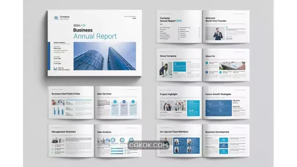 دانلود قالب ایندیزاین گزارش سالانه کسب و کار Business Annual Report Template Landscape