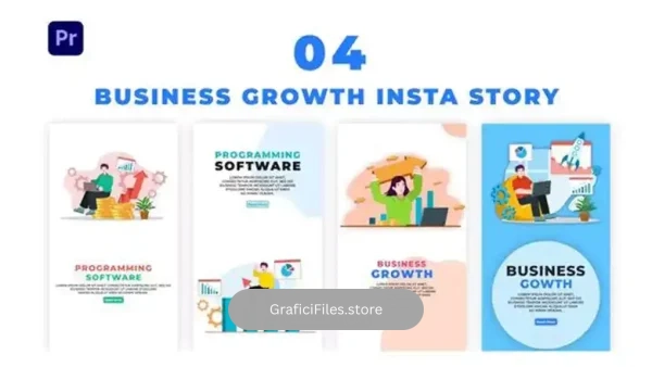 پروژه پریمیر موشن گرافیک استوری اینستاگرام برنامه نویسی نرم افزار Business Growth With Programming Software Instagram Story