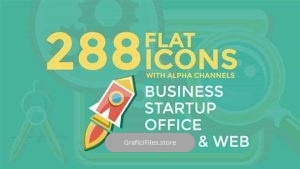 دانلود فوتیج آیکون فلت با موضوع تجارت و استارت آپ Business & Startup Flat Icons