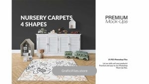 دانلود موکاپ فرش اتاق کودک Carpets for Kids Room – 4 Shapes