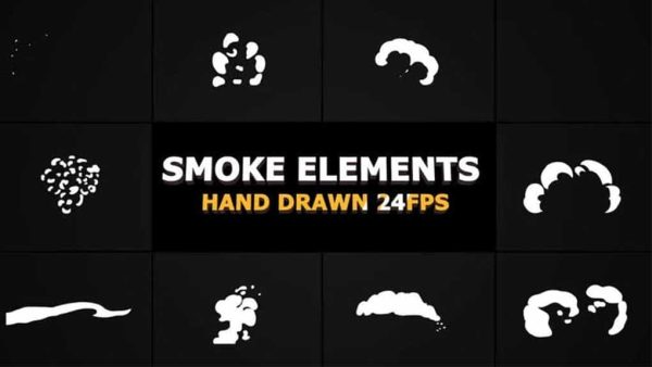 دانلود فوتیج موشن گرافیک دود کارتونی Cartoon SMOKE Elements 24 fps