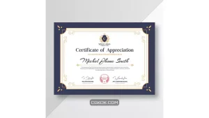دانلود طرح لایه باز لوح تقدیر Certificate of appreciation