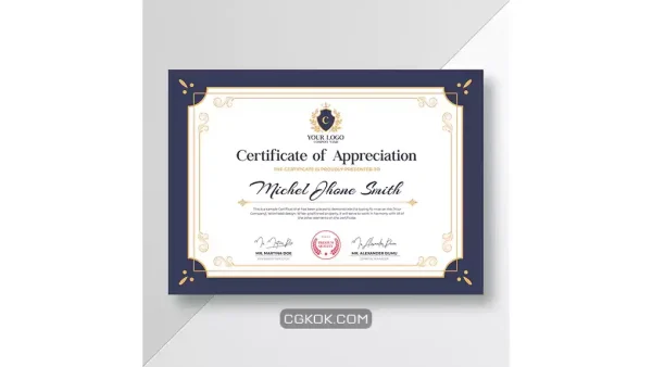 دانلود طرح لایه باز لوح تقدیر Certificate of appreciation