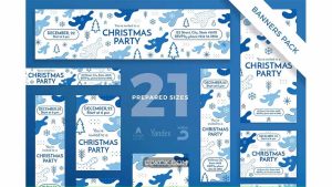 دانلود طرح لایه باز بنر جشن کریسمس Christmas Party Banner Pack Template