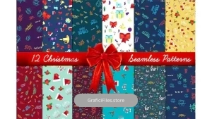 دانلود پترن ست کریسمس Christmas Seamless Patterns Set