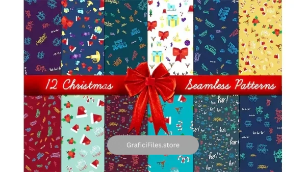 دانلود پترن ست کریسمس Christmas Seamless Patterns Set