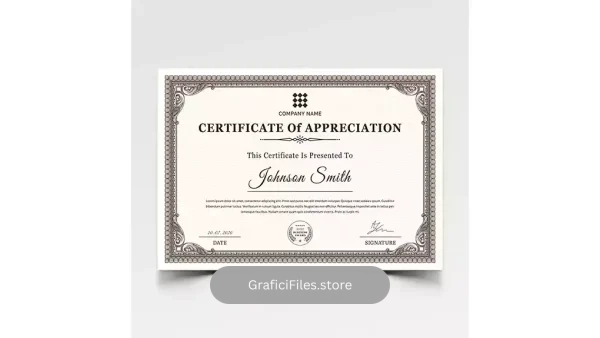 دانلود طرح لایه باز لوح تقدیر کلاسیک Classic certificate award template