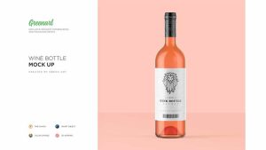 دانلود موکاپ بطری شیشه ای Clear Glass Wine Bottle Mockup