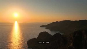 فوتیج غروب رنگارنگ بر فراز دریای مدیترانه Colorful Sunset Over the Mediterranean Sea