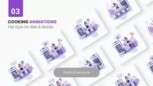پروژه افترافکت موشن گرافیک کاراکتر فلت آشپز Cooking Character Animation – Flat Concept