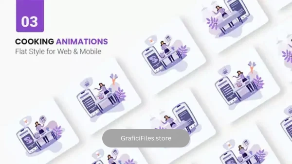 پروژه افترافکت موشن گرافیک کاراکتر فلت آشپز Cooking Character Animation – Flat Concept