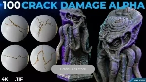 دانلود تصویر آلفا ترک و شکاف Crack Damage Alpha
