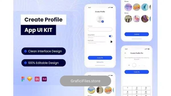 دانلود رابط کاربری اپلیکیشن موبایل ساخت پروفایل Create Profile Mobile App