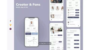 دانلود رابط کاربری اپلیکیشن کریتور طرفداران Creator & Fans Mobile App UI Kit