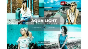 دانلود پریست لایت روم و فتوشاپ نور آبی به همراه اکشن فتوشاپ Cute Aqua Light – Preset and Action Lighroom