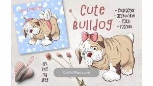 دانلود وکتور و کلیپ آرت سگ Cute Bulldog