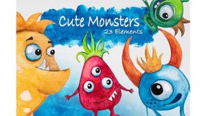 دانلود کلیپ آرت هیولاهای فانتزی Cute Monsters