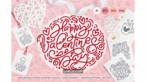 دانلود وکتور و کلیپ آرت ولنتاین Cute Valentines Elements