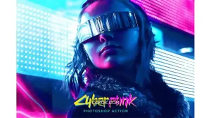 دانلود اکشن فتوشاپ ایجاد افکت سایبرپانک CyberPunk Photoshop Action