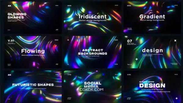دانلود بک گراند موشن گرافیک رنگین کمانی دارک Dark Iridescent Backgrounds Pack