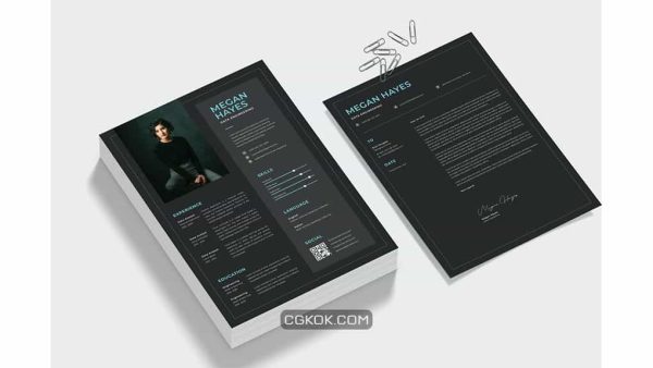 دانلود قالب آماده ورد رزومه Dark Resume Word