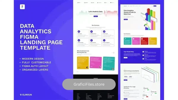 دانلود لندینگ پیج آنالیز دیتا Data Analytics Figma Landing Page Template