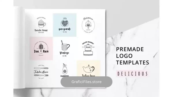 دانلود طرح لایه باز لوگو خوراکی DELICIOUS Premade Logo Set