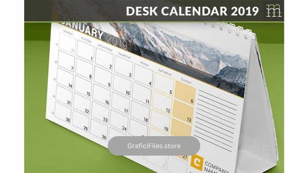 دانلود قالب ایندیزاین تقویم رومیزی Desk Calendar 2019