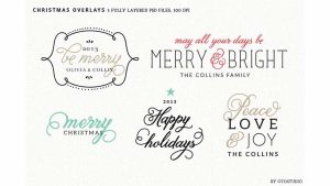 دانلود فایل لایه باز برچسب کریسمس Digital Christmas Overlays – Set 2
