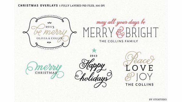 دانلود فایل لایه باز برچسب کریسمس Digital Christmas Overlays – Set 2