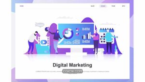 دانلود طرح وکتور بازاریابی دیجیتال Digital Marketing Flat Concept
