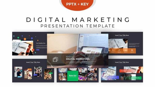 دانلود قالب پاورپوینت و کینوت بازاریابی الکترونیک Digital Marketing Presentation