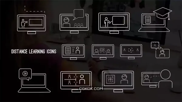پروژه پریمیر آیکون انیمیشن آموزش آنلاین Distance Learning Icon