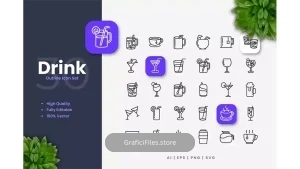 دانلود آیکون نوشیدنی Drink Outline Icons