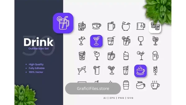دانلود آیکون نوشیدنی Drink Outline Icons