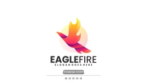 دانلود طرح لایه باز لوگو عقاب رنگارنگ Eagle Fire Gradient Colorful Logo