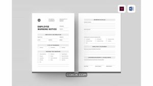 دانلود قالب آماده ورد اخطار کارمند Employee Warning Notice | MS Word & Indesign