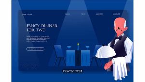 دانلود طرح وکتور لندینگ پیج و بنر شام فانتزی Fancy Dinner – Banner & Landing Page