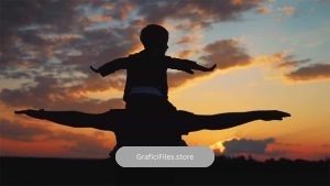 فوتیج پدر و پسر در غروب آفتاب Father And Son At Sunset