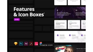 دانلود رابط کاربری Features & Icon Boxes Set 2 – Multi-Format UI KIT